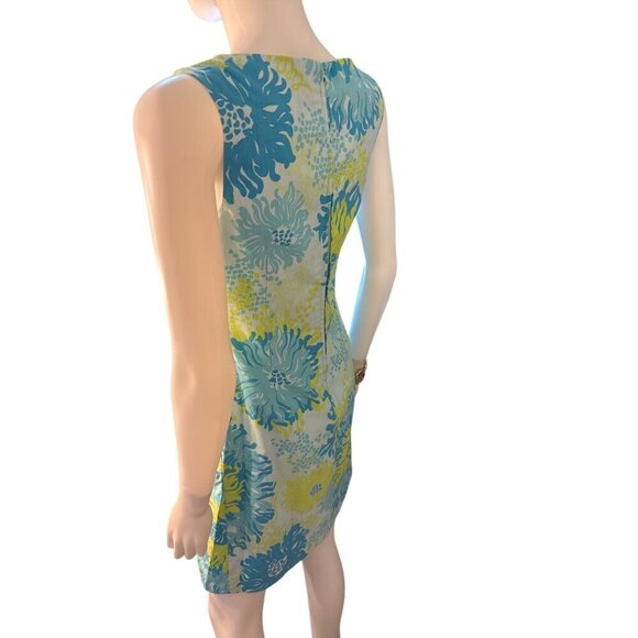 Lilly Pulitzer Originals Shift Dress in Seeing Things Blue Green Floral Print 2 - Picture 5 of 8